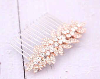Rose gold Rhinestone Wedding Hair Comb - Bridal Hair Accessory Side hair comb Gold veil comb Wedding hair clip Bridal hair comb Silver comb