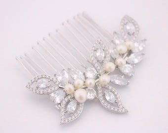 Rhinestone Pearl Bridal Hair Comb Silver Wedding Headpiece Wedding hair clip Crystal hair comb Wedding hair jewelry Bridal hair clip Wedding
