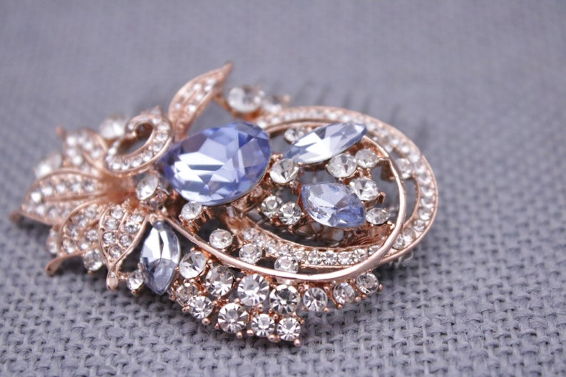 Vintage Inspired Something Blue Crystal Rhinestone Hair Comb,Wedding,Bridal hair comb,Wedding hair comb blue Wedding Light Sapphire Boho