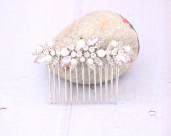 Light Amethyst Wedding comb Side bridal headpiece Wedding hair accessories for bun Bridal hair comb Navy blue Wedding hair comb Gold comb in