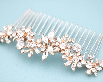Rhinestone Bridal Hair Comb Silver Tone Wedding Hair Accessory Gold veil comb Rose gold Wedding hair clip Crystal Bridal hair piece Wedding
