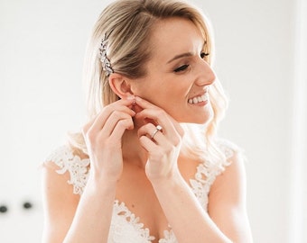 Piezas de pelo de boda hoja Peine de pelo nupcial cristal Accesorios para el cabello de boda plata Peine de novia peine de pelo de boda pedrería Prom