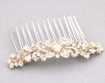 Gold Crystal Bridal Hair Comb, Silver Wedding Headpiece, Rhinestone Hair Accessory Bridal hair clip Rose gold hair comb Wedding hair jewelry