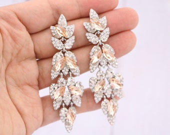 wedding chandelier earrings wedding earrings for mother of bride Blue Navy Earrings Dark Blue Earrings Blue Crystal Bridal Earrings Rosegold