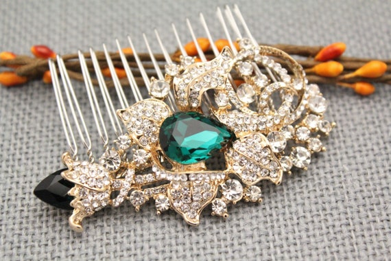 Wedding Hair Comb Floral Wedding Comb Blue Wedding Hair Etsy
