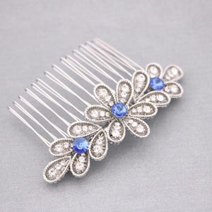 Gold hair vine comb Rose Gold bridal hair comb undo Silver Wedding hair accessories for bun Blue Crystal Bridal Comb Navy blue Wedding comb