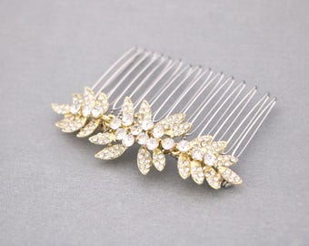 Rhinestone Wedding hair comb Gold veil comb Side Bridal headpiece Wedding hair clip Bridal hair accessories for bun Rose gold Bridal comb