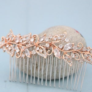 Boho Wedding hair comb Rose gold hair comb Wedding Bridal hair comb Crystal Hair Piece Wedding hair accessories Rose gold hair piece Crystal Rose gold tone