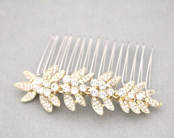 Bridal hair clip Gold veil comb Side Bridal headpiece Wedding hair accessories for bun Wedding hair comb Silver Wedding comb Wedding hairpin
