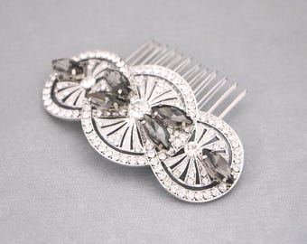 Wedding hair comb updo Greige Crystal hair comb Silver Wedding comb Gold veil comb Navy blue Bridal hair comb Wedding hair accessories Blue