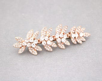 Rhinestone Bridal hair clip : Rose gold Wedding hair comb Bridal hair accessories Gold veil clip Wedding hair clip Bridal hair comb Crystal