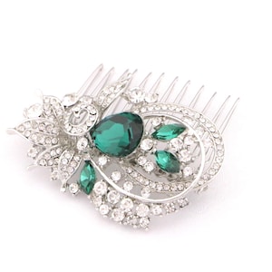 Green Wedding hair comb Silver Wedding hair piece Blue hair jewelry Wedding hair accessories Gold veil comb Navy blue Bridal hair comb Side