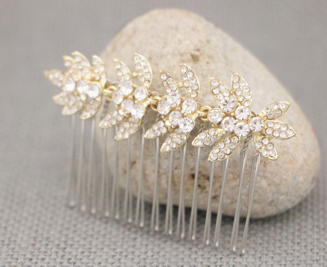 7. Crystal Rose Gold and Blue Hair Comb by The Crystal Bride - wide 8