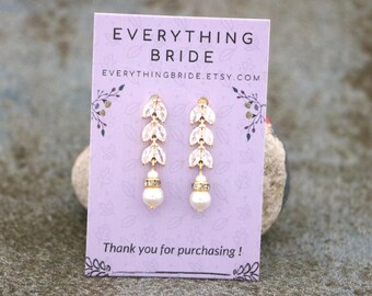 Gold Bridal earrings Pearl drop earrings Rhinestone earrings Crystal earrings Bridesmaid earrings Silver Bridal jewelry earrings dangle Boho