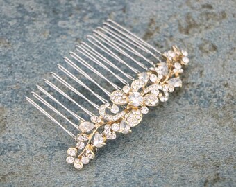 Wedding Gold Hair Vine Comb Gold Sparkle Crystal Hair Comb Wedding hair comb Side bridal headpiece Wedding hair comb Rose gold Bridal comb