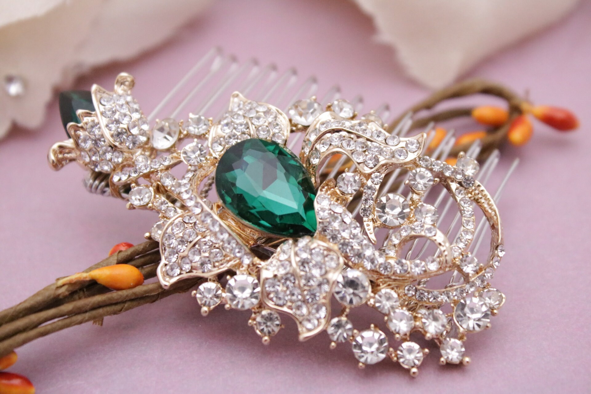 Wedding Hair Comb Crystal Wedding Head Comb Blue Bridal Hair