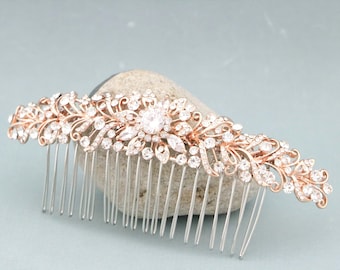 Wedding Hair Pieces Gold Wedding hair comb updo Bridal Hair Clips and Combs Rose gold Wedding comb Rhinestone Bridal hair comb Side comb in