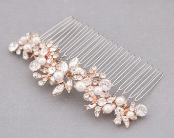 Wedding hair accessories Rhinestone side comb Rose gold Wedding hair comb updo Small or Large Bridal hair comb Gold veil comb Wedding comb