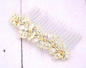 Gold Wedding Hair Comb Bridal hair accessories Rose gold Bridal hair clip Wedding headpiece Rhinestone hair comb Crystal hair comb Bridal