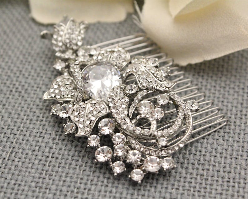 Bridal hair accessories comb Crystal hair comb Rhinestone Wedding hair comb Bohemian Bridal hair comb Boho Wedding comb Silver bridal comb