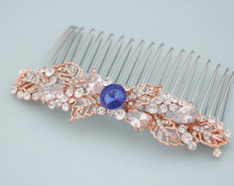 bridal comb hairpiece Sapphire Crystal hair comb Wedding hair accessories for bun Wedding hair comb Bridal hair piece Wedding hair jewelry
