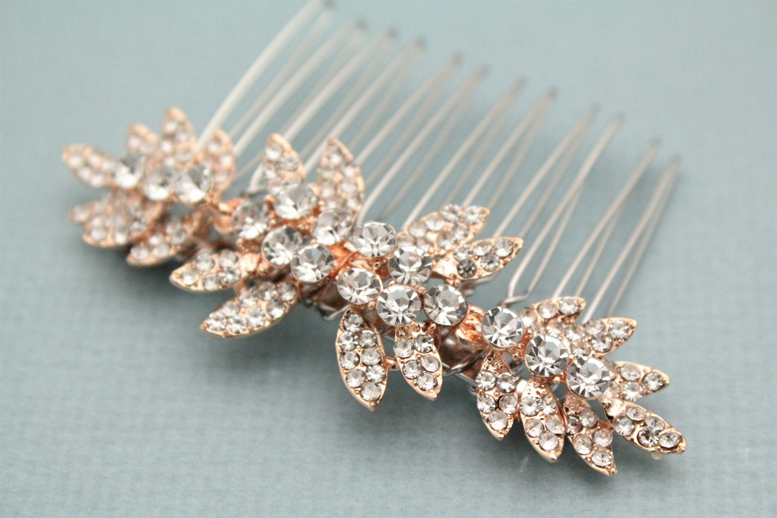 Rose Gold Hair Comb Wedding Hair Comb Crystal Hair Comb Bridal