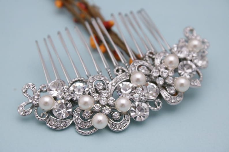 Bridal hair accessories pearl Wedding hair comb Crystal Bridal comb Wedding hair piece Rhinestone Wedding comb Boho Bridal hair comb Prom