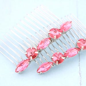 Bridal hair comb Pink Wedding hair accessories for bun Navy blue Wedding comb Side Bridal headpiece Wedding hair jewelry Blue hair jewelry