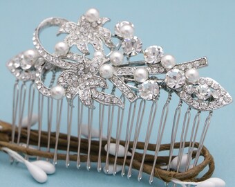 Pearl Crystal Bridal Hair Pieces Bridal Hair Clips and Combs Bridal hair comb Rhinestone Wedding comb Bridal hair jewelry Wedding hair comb