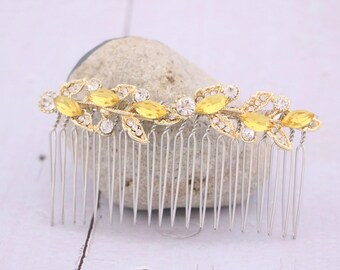 Wedding hair comb Gold veil comb Light Smoked Topaz  Crystal hair comb Wedding hair piece Bridal hair accessories Wedding comb Rosegold comb