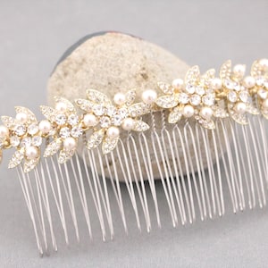 Crystal and Gold Hair Accessories Side Bridal headpiece Wedding hair jewelry Rose gold Bridal hair comb Small or Large Wedding comb Bridal