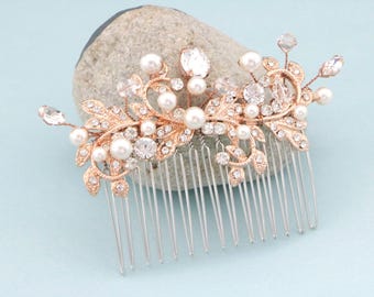 Wedding Gold Hair Vine Comb wedding hair accessory Rose gold Wedding hair comb Side Bridal headpiece Silver Wedding hair pins Bridesmaid pin
