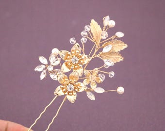 Gold Pearl Bridal hair pins Rhinestone hair pins Navy blue hair pins Crystal hair pins Rhinestone hair pins Silver Wedding hair pins Bridal