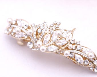 Gold Crystal Bridal Comb, Wedding Hair Accessories, Rhinestone Hair Piece Bridal hair piece Wedding hair clip Bridal barrette Rose gold clip