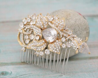 Bridal hair comb Gold veil comb Wedding hair accessories for bun Wedding hair piece Wedding comb Rose gold Bridal hair jewelry Silver comb