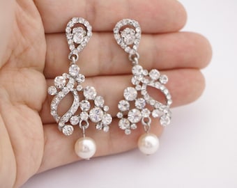 Pearl drop earrings ivory pearl earrings Wedding earrings for bridesmaids earrings wedding chandelier earrings bridal earrings simple pearl