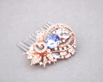 Rose gold Wedding hair comb Navy blue hair comb Green Wedding comb Bridal hair piece Wedding hair accessories Bridal headpiece Wedding comb