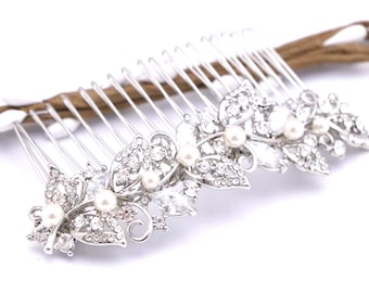 Rhinestone Pearl Bridal Hair Comb, Wedding Headpiece Gold Bridal hair barrette Wedding hair comb Bridal hair clip Wedding hair jewelry Pearl