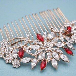crystal ruby hair clip Blue hair accessories ruby hair jewelry Wedding hair comb Side Bridal headpiece Wedding hair jewelry Blue hair comb