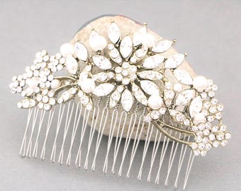 Rose Gold Pearl Wedding Hair Comb, Bridal Headpiece Wedding hair accessories Bridal hair jewelry Bridal hair clip Wedding comb Crystal comb