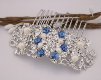 wedding hair pearl accessories Gold bridal hair comb White and Gold Hair Comb Rose gold Wedding hair comb Navy blue Wedding comb Side comb