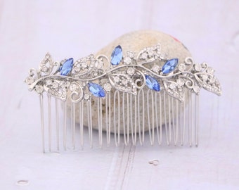 Sapphire Wedding hair comb Side bridal hair piece Wedding hair jewelry Blue Wedding comb Bridal hair accessories Bridal hair comb Navy blue