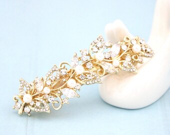 Crystal Pearl Bridal Hair Comb, Silver Wedding Headpiece Gold Wedding hair clip Rhinestone Bridal hair clip Wedding hair barrette hair comb