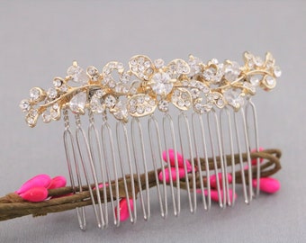 wedding side hair comb bridal comb hairpiece bohemian Rose gold Wedding hair comb Crystal Wedding comb Gold Bridal hair comb Rhinestone comb