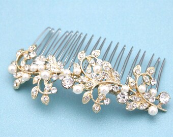 Gold Pearl hair clip Rose gold Bridal hair acessories Wedding headpiece Silver Bridal hair clip Wedding hair comb Crystal hair comb Wedding
