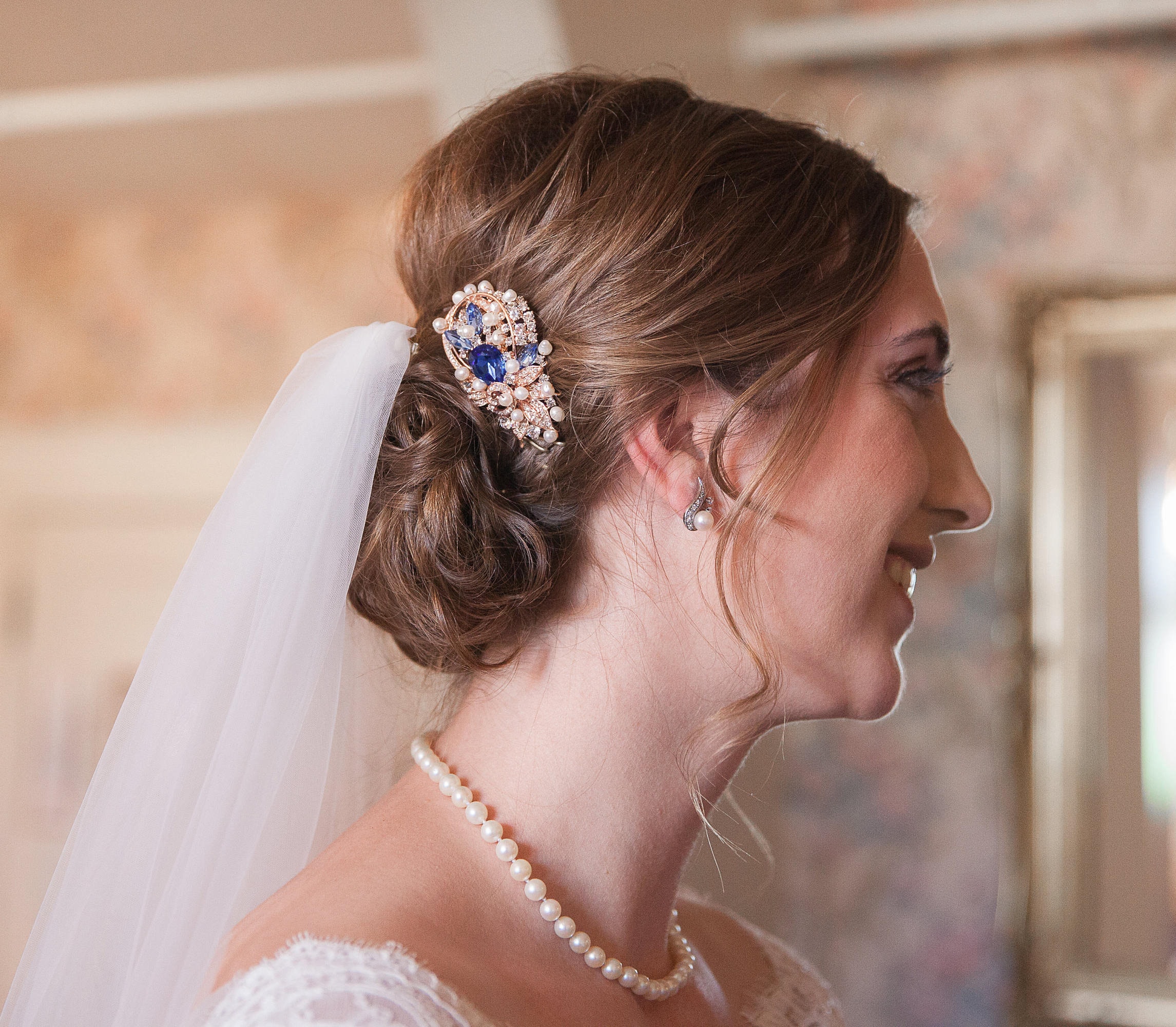 Bridal Hair Comb Wedding Hair Comb Blue Wedding Hair Accessories