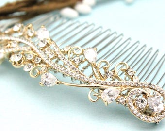 Crystal Bridal Hair Comb: Gold Wedding Hairpiece Wedding hair clip Rose gold Wedding hair accessories Silver Bridal hair clip Wedding comb