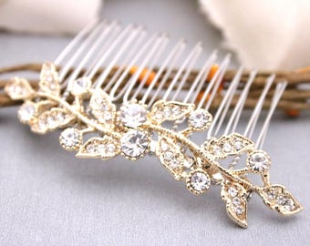 Bridal hair clip Gold veil comb Side Bridal headpiece Wedding hair accessories for bun Rose gold Wedding hair comb Silver Bridal hair comb