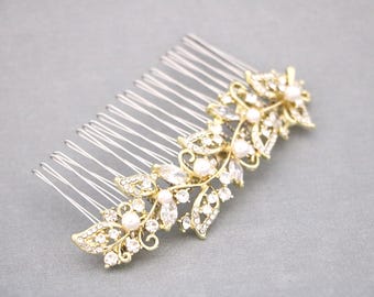 Bridal hair comb with pearl drop Wedding earrings Gold veil comb Rose gold Wedding comb Bridal hair jewelry Wedding hair clip Bridal comb