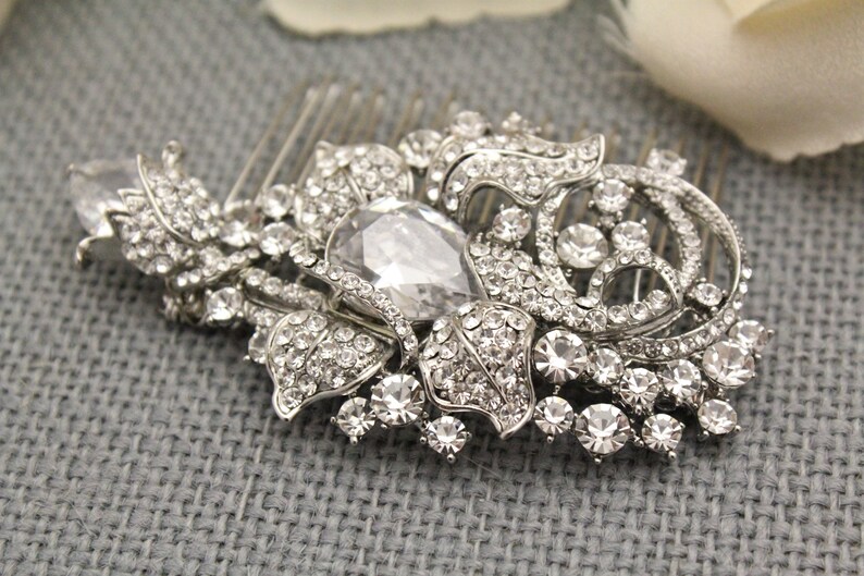 Bridal hair accessories comb Crystal hair comb Rhinestone Wedding hair comb Bohemian Bridal hair comb Boho Wedding comb Silver bridal comb